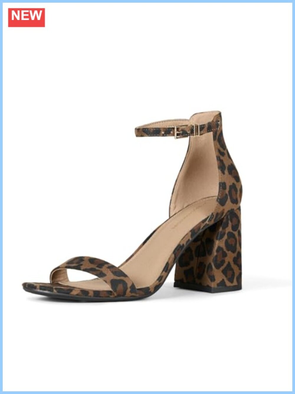 Women's Block Heel Sandals with Ankle Strap - Memory Foam Faux Suede